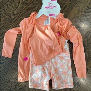 90 Degree By Reflex Girls 3 Piece Jacket/tank/shorts